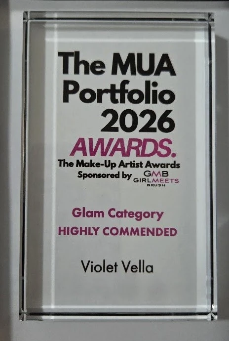 Violet Vella’s MUA Portfolio Awards 2026 trophy: Glam Category, Highly Commended